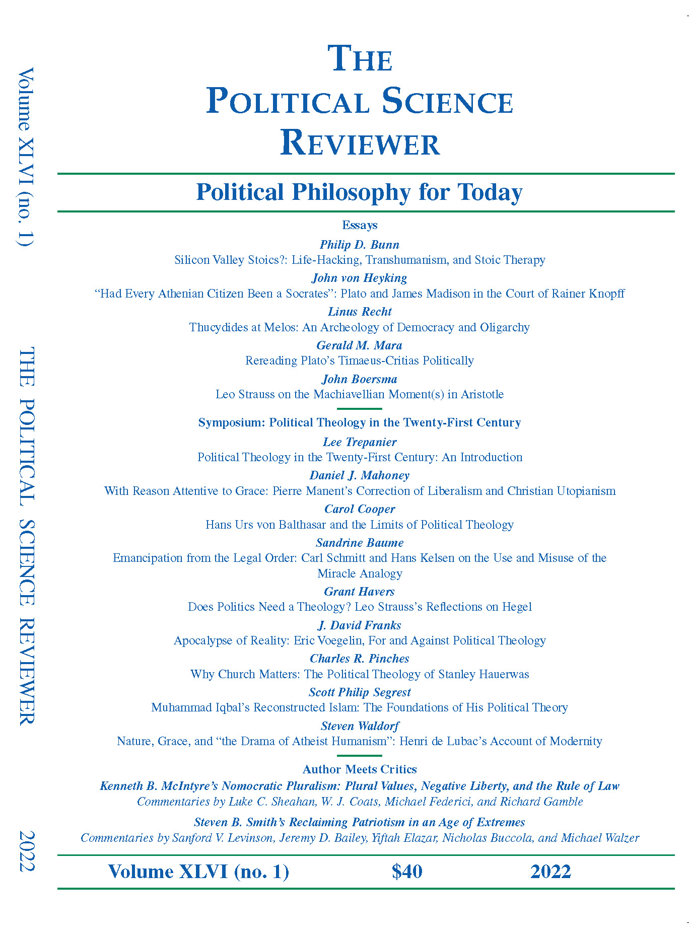 Cover of Political Science Reviewer 46.1